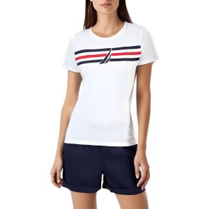 Sailboat Stripe Logo Textil-T-Shirt aus Baumwolle