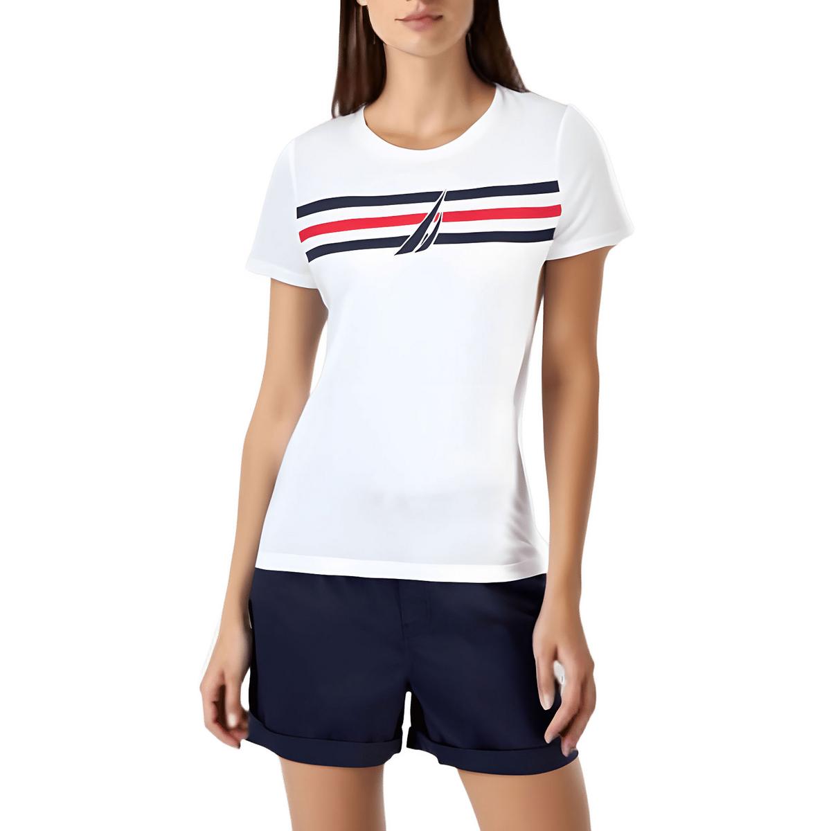 Segelschiff Streifen Logo Baumwolle Grafik T-Shirt