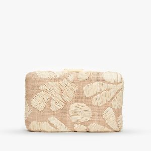 Frances gestickte Stroh Kupplung Tasche