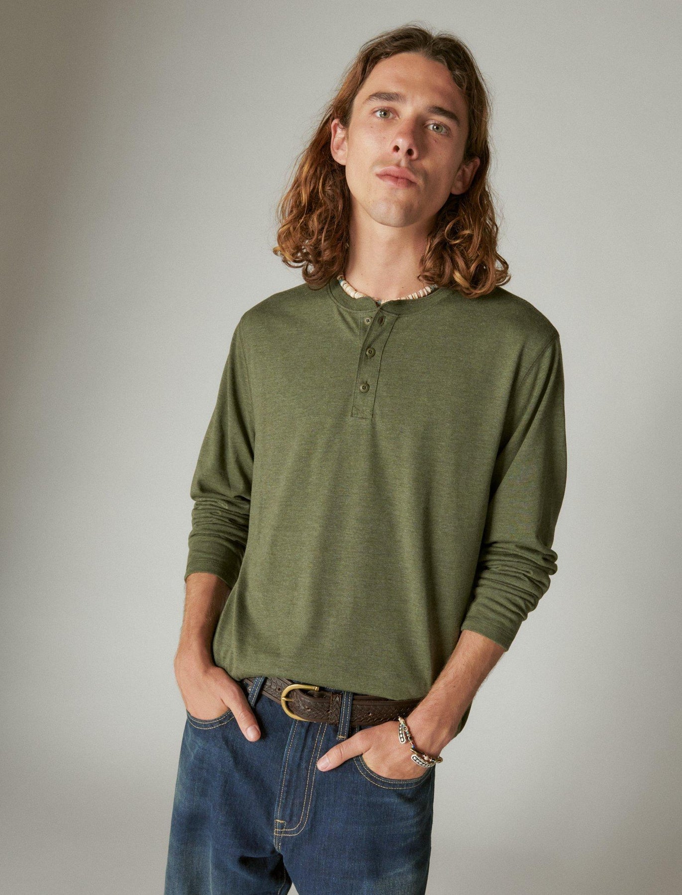 Lucky Brand Herren Tencel Langarm Henley