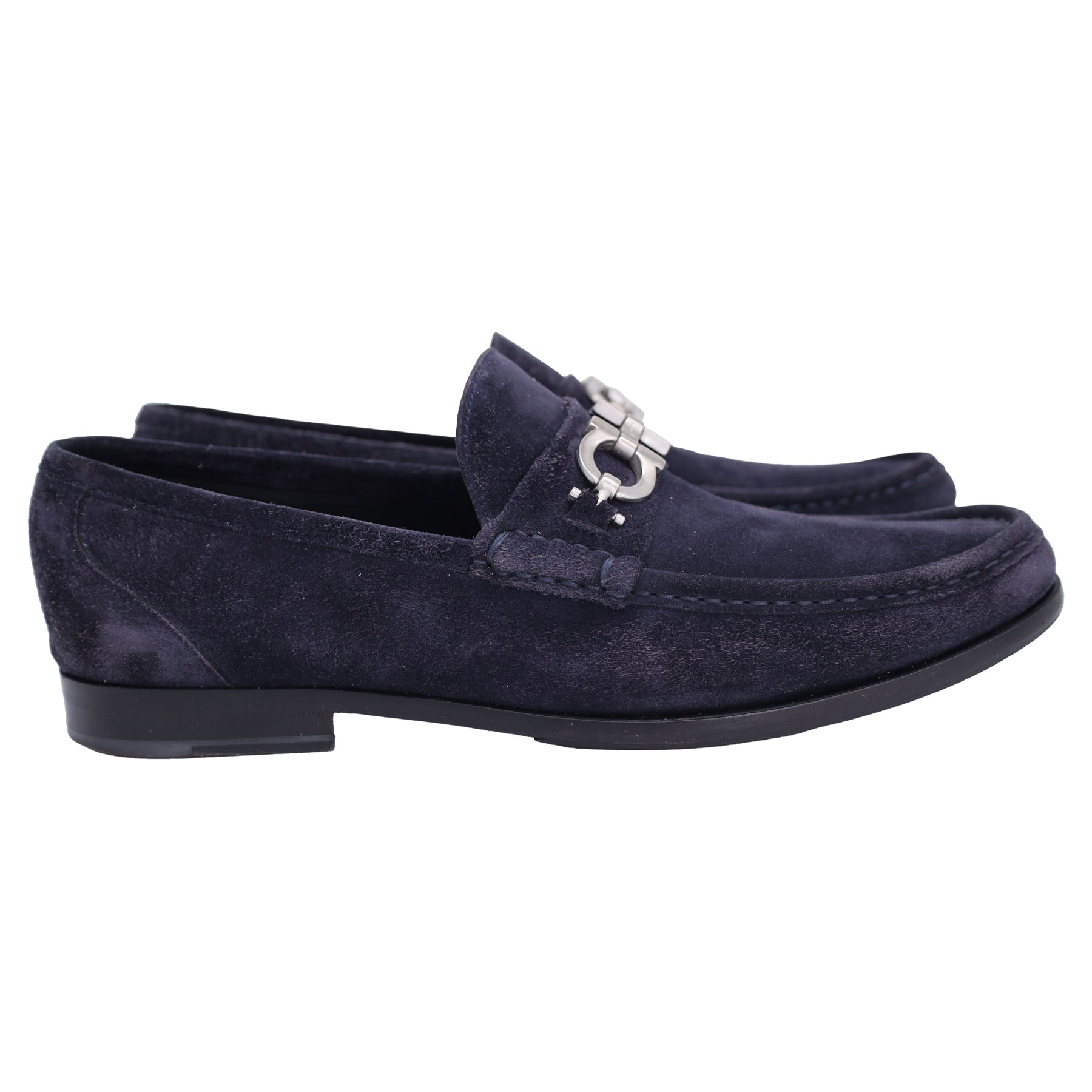 Salvatore Ferragamo Gancini Loafer in dunkelblauem Wildleder