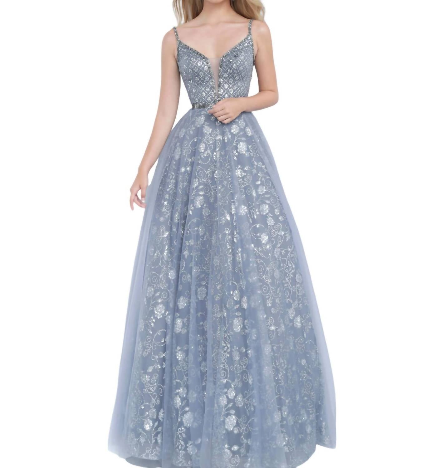 Lange Ballkleid in Anthrazit