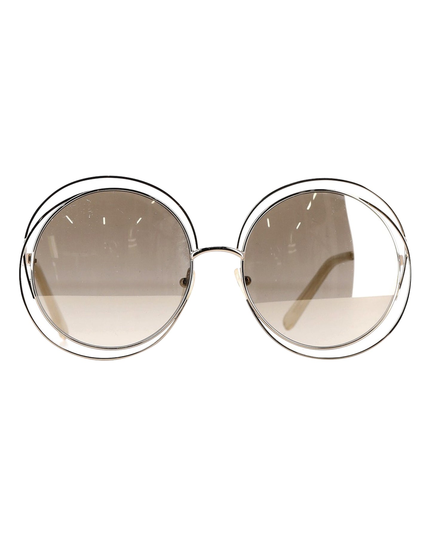 Chloé Carlina runde Sonnenbrille in Silber Metall