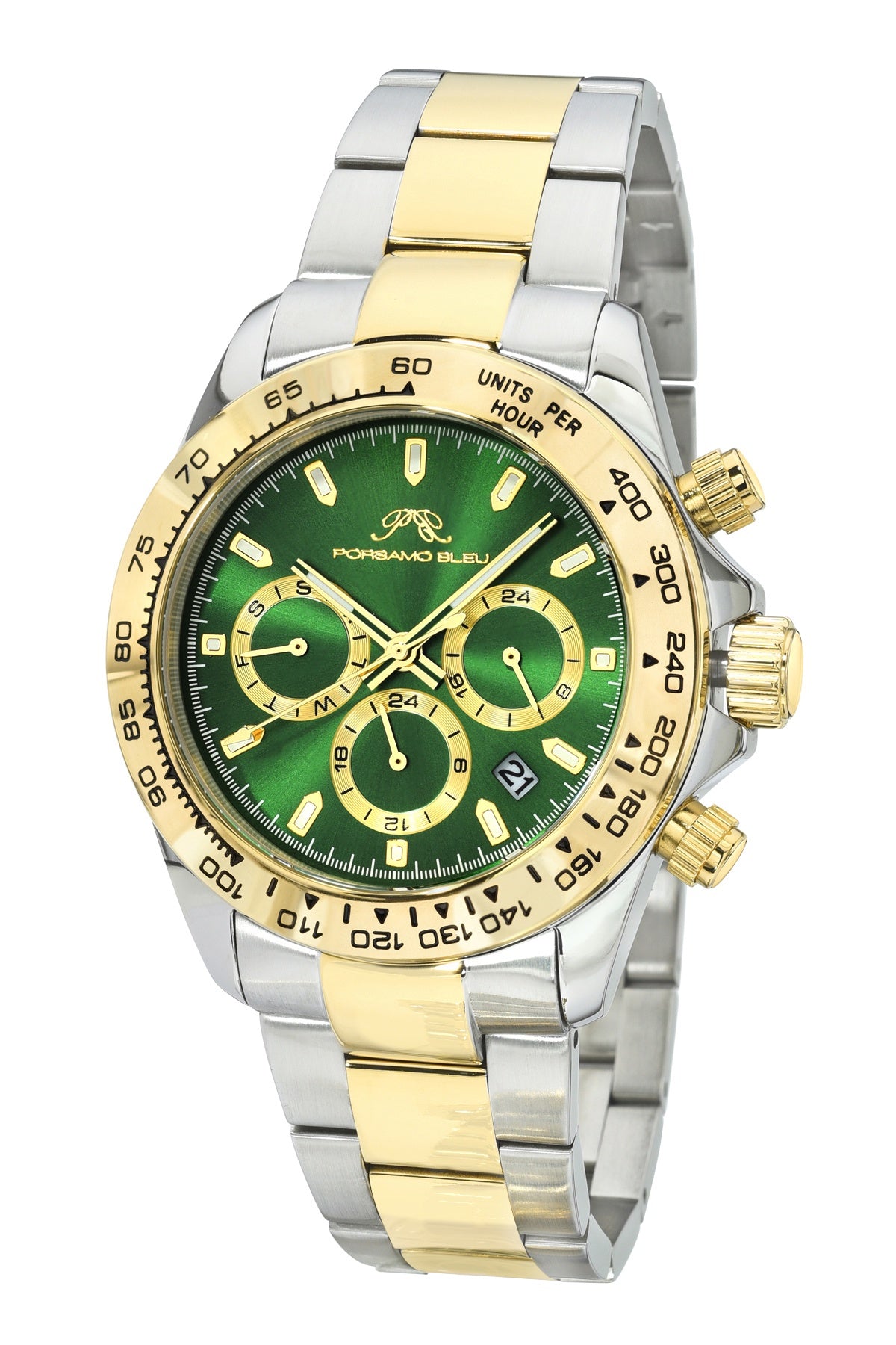 Preston Edelstahl Two Tone & grüne Herrenuhr 1035CPRS