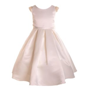 große Mädchen Elfenbein stumpf Satin Perlen Junior Brautjungfer Kleid 8-16