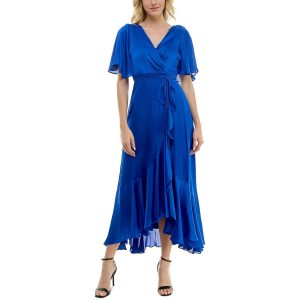 faux wickeln hi-low Abendkleid