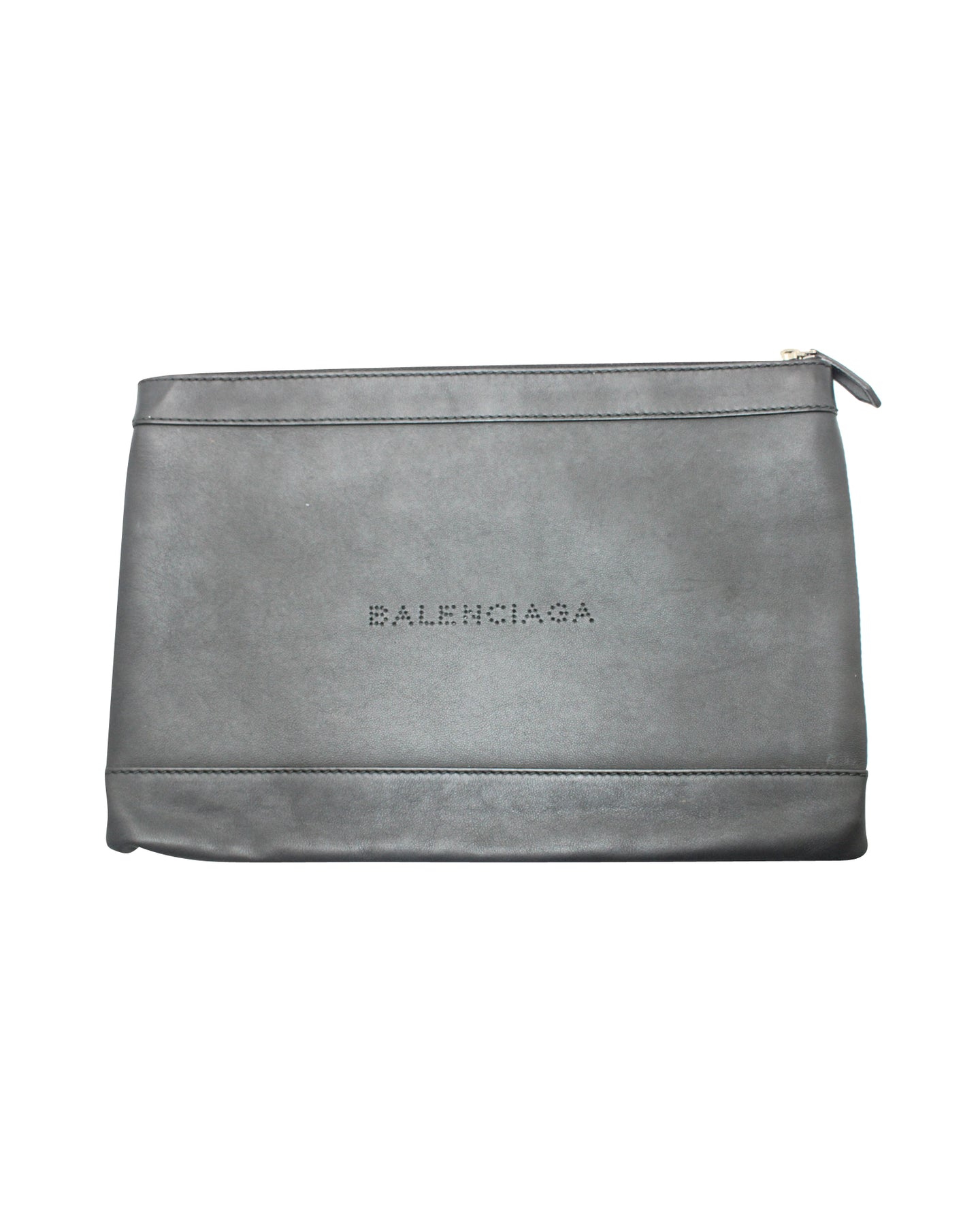 Balenciaga Perforierte Logo-Tasche aus schwarzem Leder