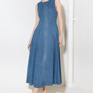 IRRESISTIBLY POISED Denim Midikleid