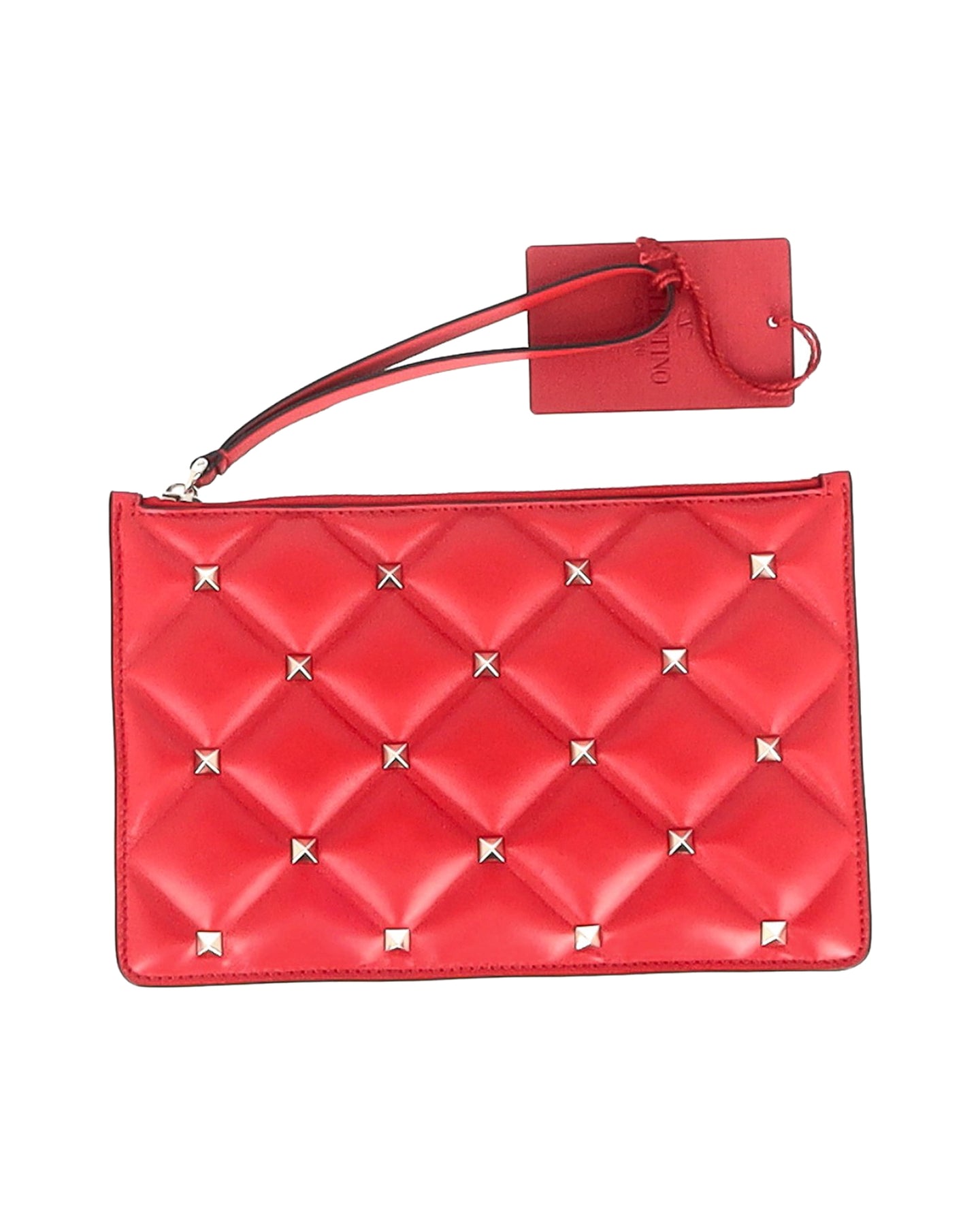 Valentino Gesteppte mittel Candystud flache Tasche aus rotem Leder