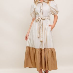 LOVELY BOUQUET COLOR BLOCKED Midikleid
