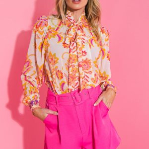 BLOOMING WITH BLISS gewebte Oberteil