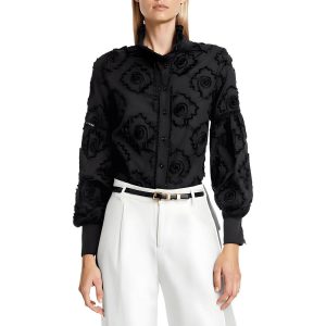 bestickte Knopf-Down-Top