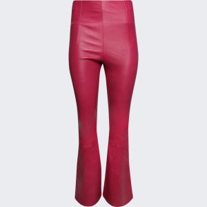 Flare Leder Leggings fuchsia rosa
