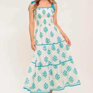 MIDNIGHT BOTANICA Gewebtes Midikleid