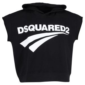 Dsquared2 ärmellose Kapuzenpullover aus schwarzer Baumwolle 7748916969532