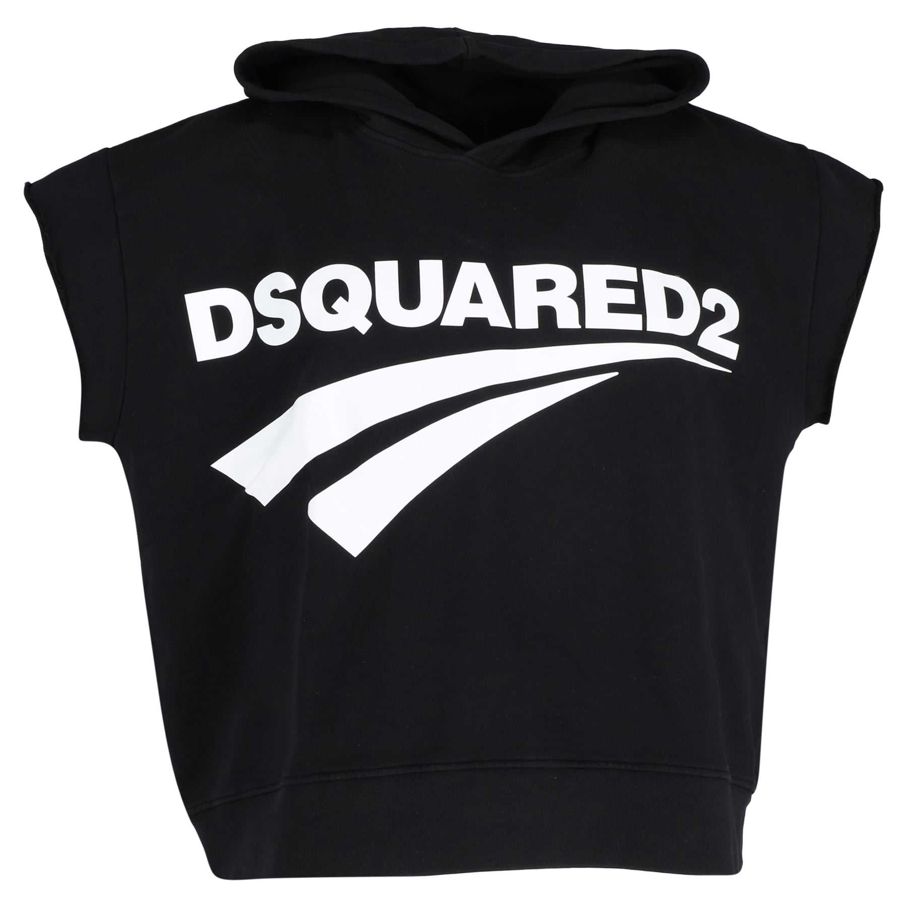 Dsquared2 Ärmelloser Kapuzenpullover aus schwarzer Baumwolle