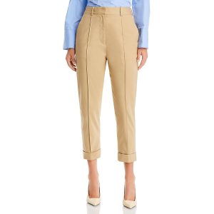 Pleated Rolled Cuff Cropped Hosen