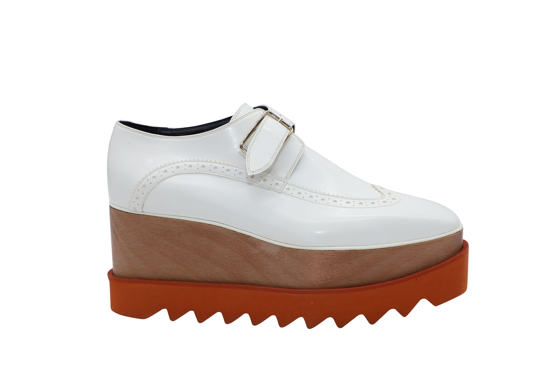 Stella McCartney Scarpa Dana Platform Brogue aus weißem Kunstleder