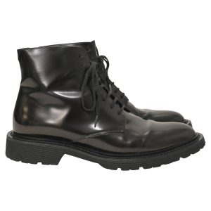 Saint Laurent Army Lace Up Stiefel aus schwarzem Leder 7748866441276