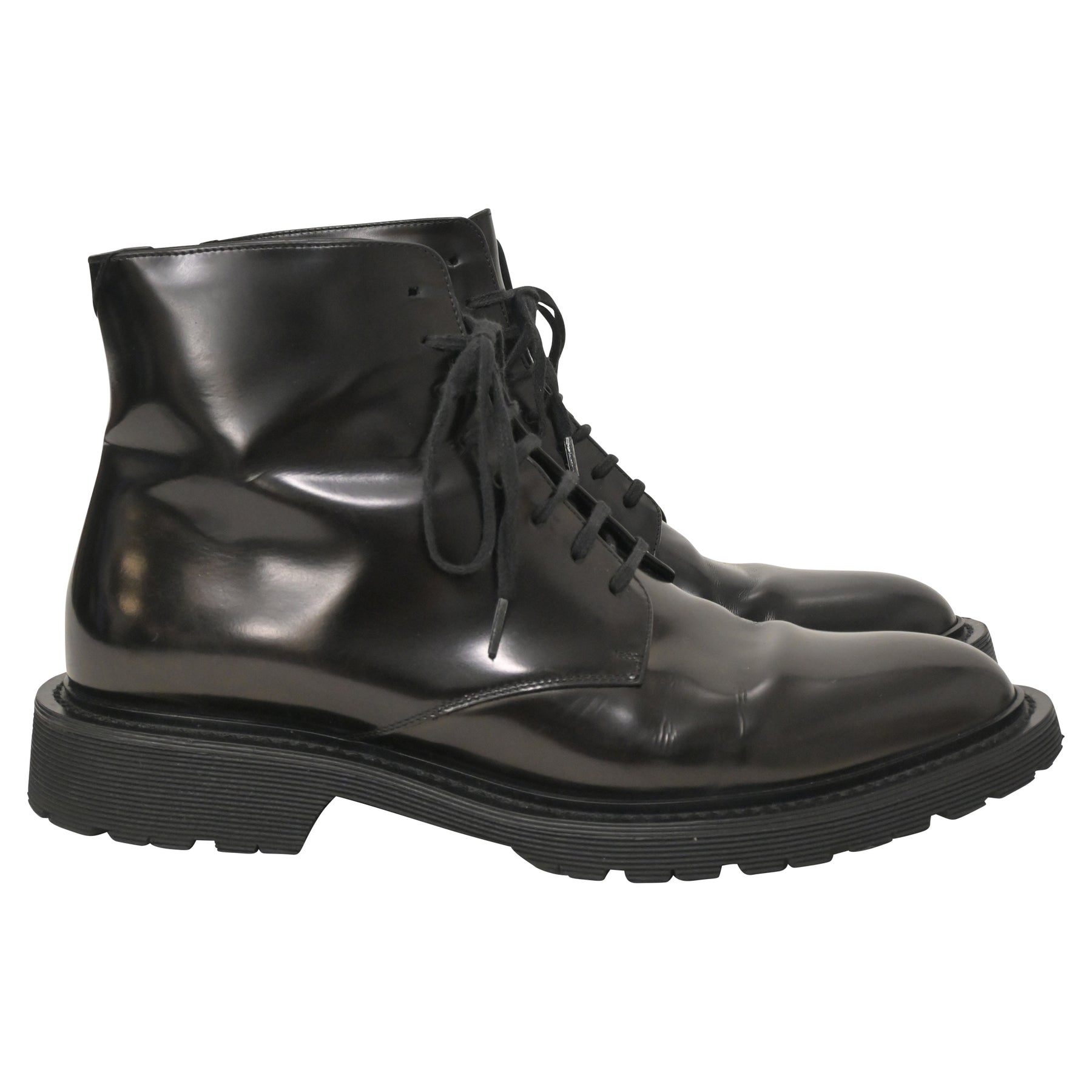Saint Laurent Army Schnürstiefeletten aus schwarzem Leder
