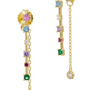 18K Gold Sterling Doppel Tropfen Ohrringe