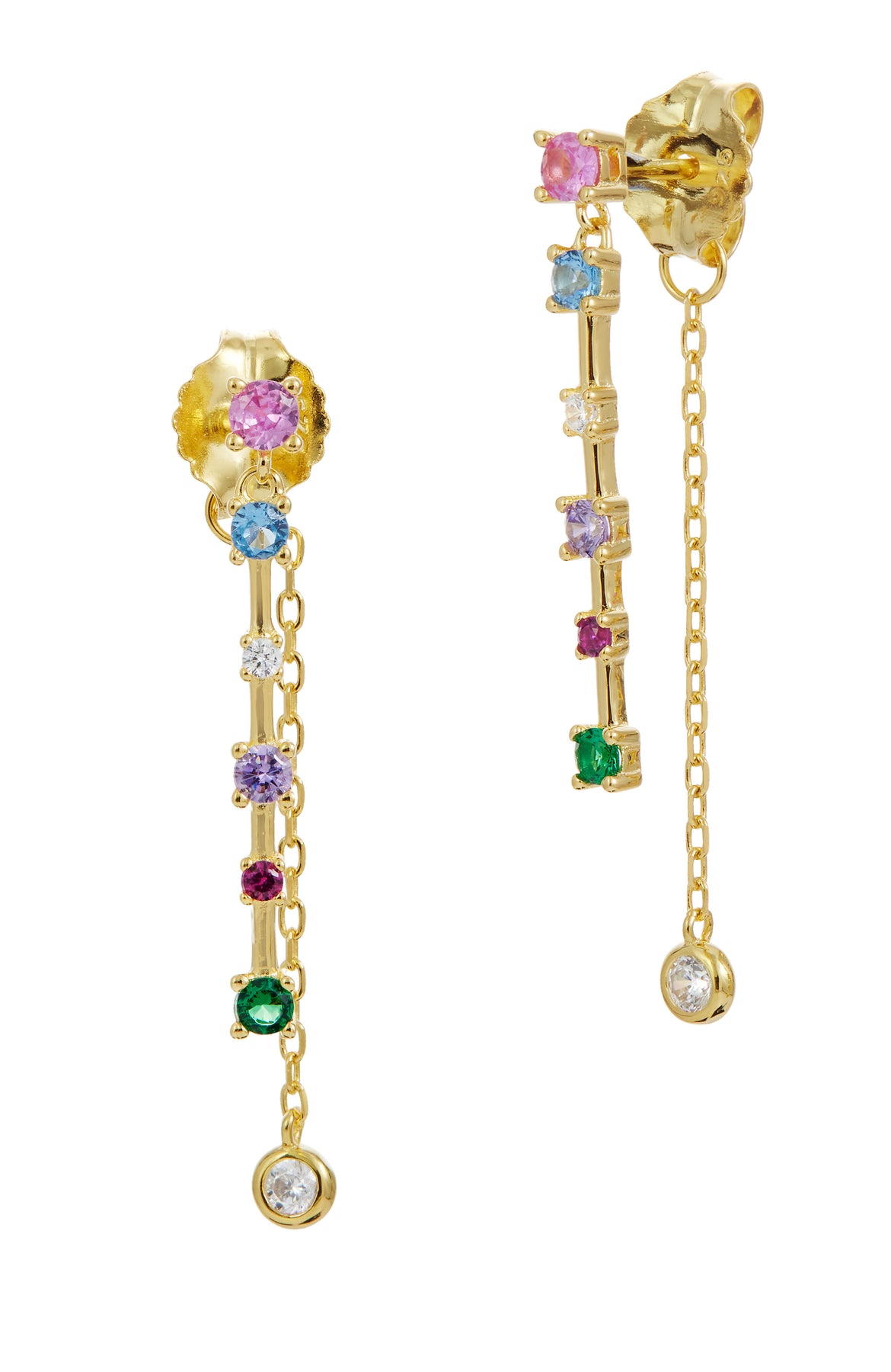 18K Gold Sterling Doppel Tropfen Ohrringe