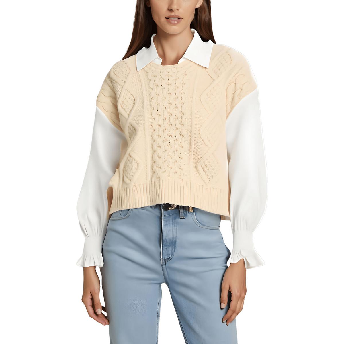 Mehrlagiger Cable Strick V-Ausschnitt Pullover
