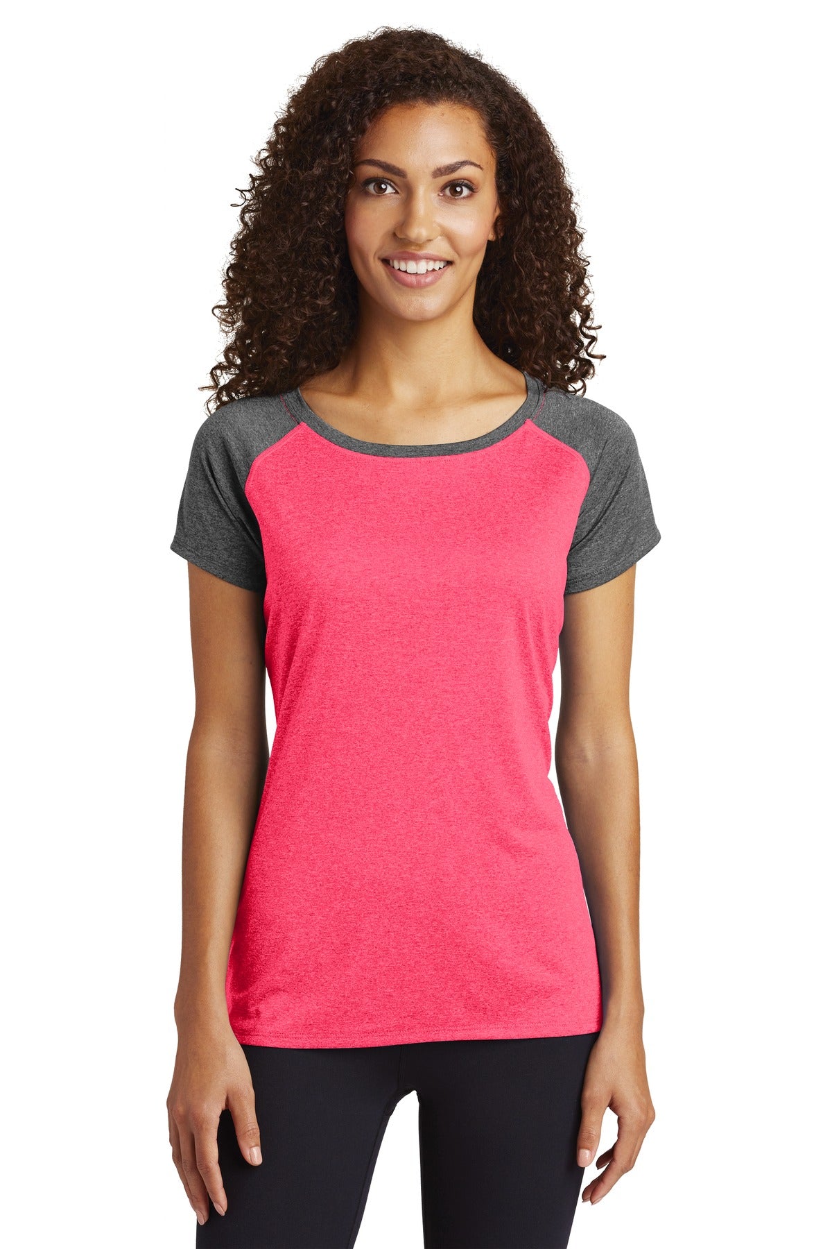 Sport-Tek Heather-On-Heather Contender T-Shirt mit U-Ausschnitt für Damen. LST362