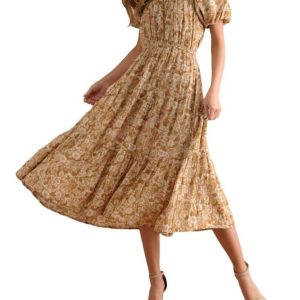 Blumenkleid in Senf