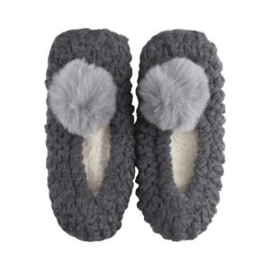Zitrone Damen Popcorn Ballerina Slipper W / Kunstpelz Pom-Pom