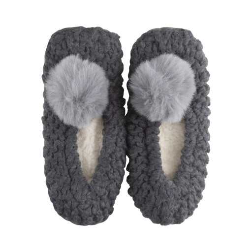 Zitrone Damen Popcorn Ballerina Slipper W / Kunstpelz Pom-Pom