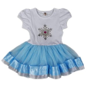Geburtstagskleid mit Schneeflockenmuster für Mädchen, Blau, Weiß, Silber, S (9–24 Monate)–XL (6–8 Jahre)