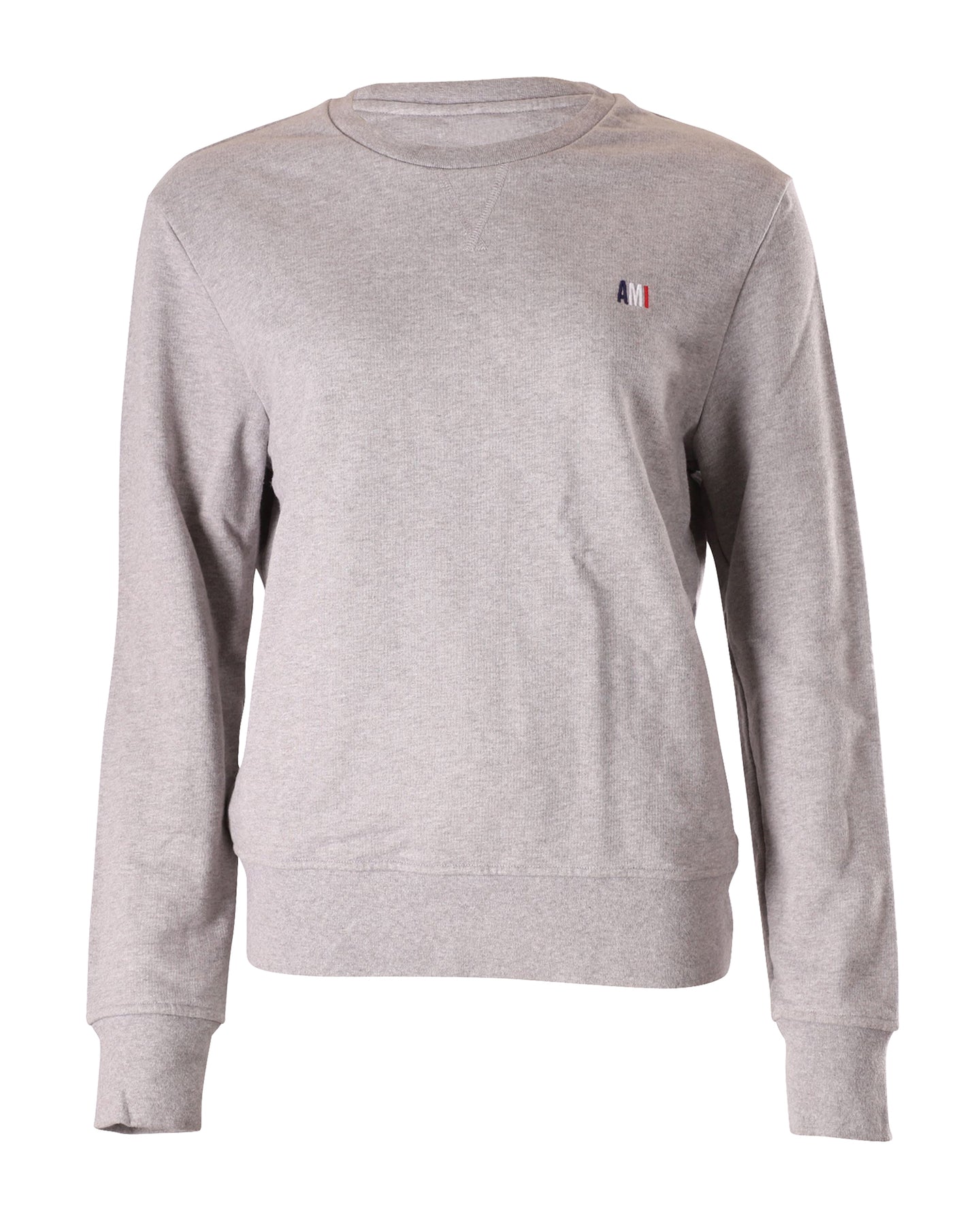 Ami Paris Sweatshirt mit Rundhalsausschnitt aus grauer Baumwolle