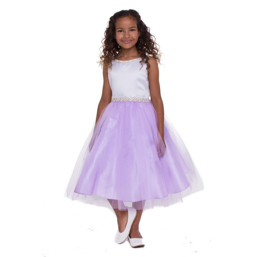 Kleine Mädchen Lila Strass Ausschnitt Gürtel Blumenmädchen Kleid 2T-6