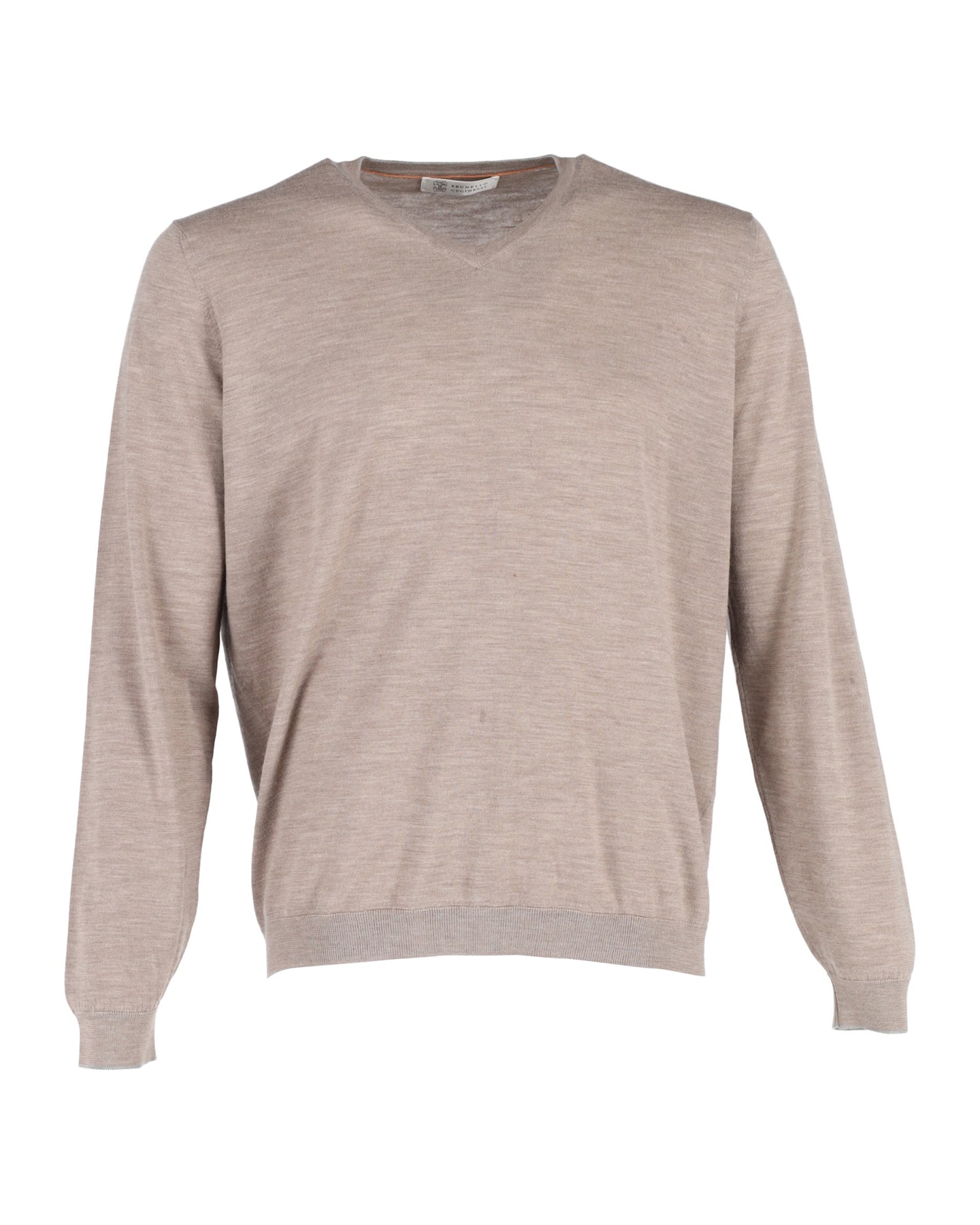 Brunello Cucinelli Pullover mit V-Ausschnitt in Beige Kaschmir