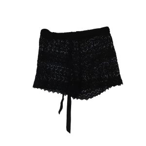 Miguelina Crochet Lace Shorts aus schwarzer Baumwolle