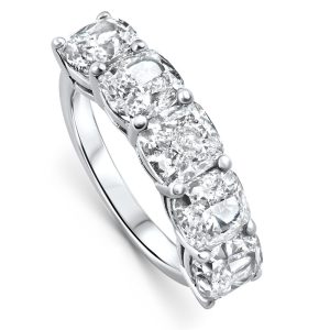 5 1/4ct Kissen schneiden 5-Stein Diamant Hochzeit Jahrestag Ring 14k Gold Lab gewachsen