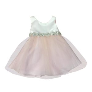 Baby Mädchen Altrosa Satin Tüll Strass Blumenmädchen Kleid 6-24M