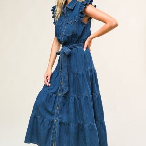 FAN FAVORITE gewebt Denim Midikleid
