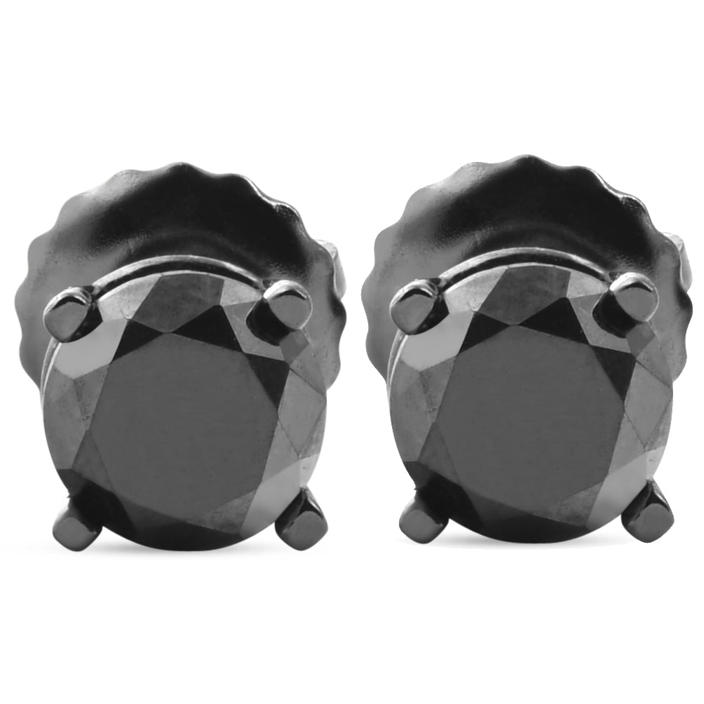 2 TCW 14k Schwarz Gold Runde Schwarz Diamant Schraube zurück Ohrstecker Ohrringe