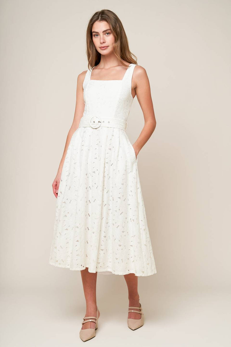 DAFFODILS & DAYDREAMS gewebt Spitze MIDI Kleid