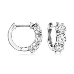 Ross-Simons Lab-Grown Diamant Huggie Creole Ohrringe in 14kt Weißgold