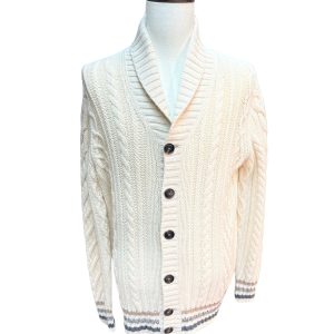 Brunello Cucinelli Herren Alpaka & Yack gestrickte grob Cable Strickjacke geknöpfte Pullover