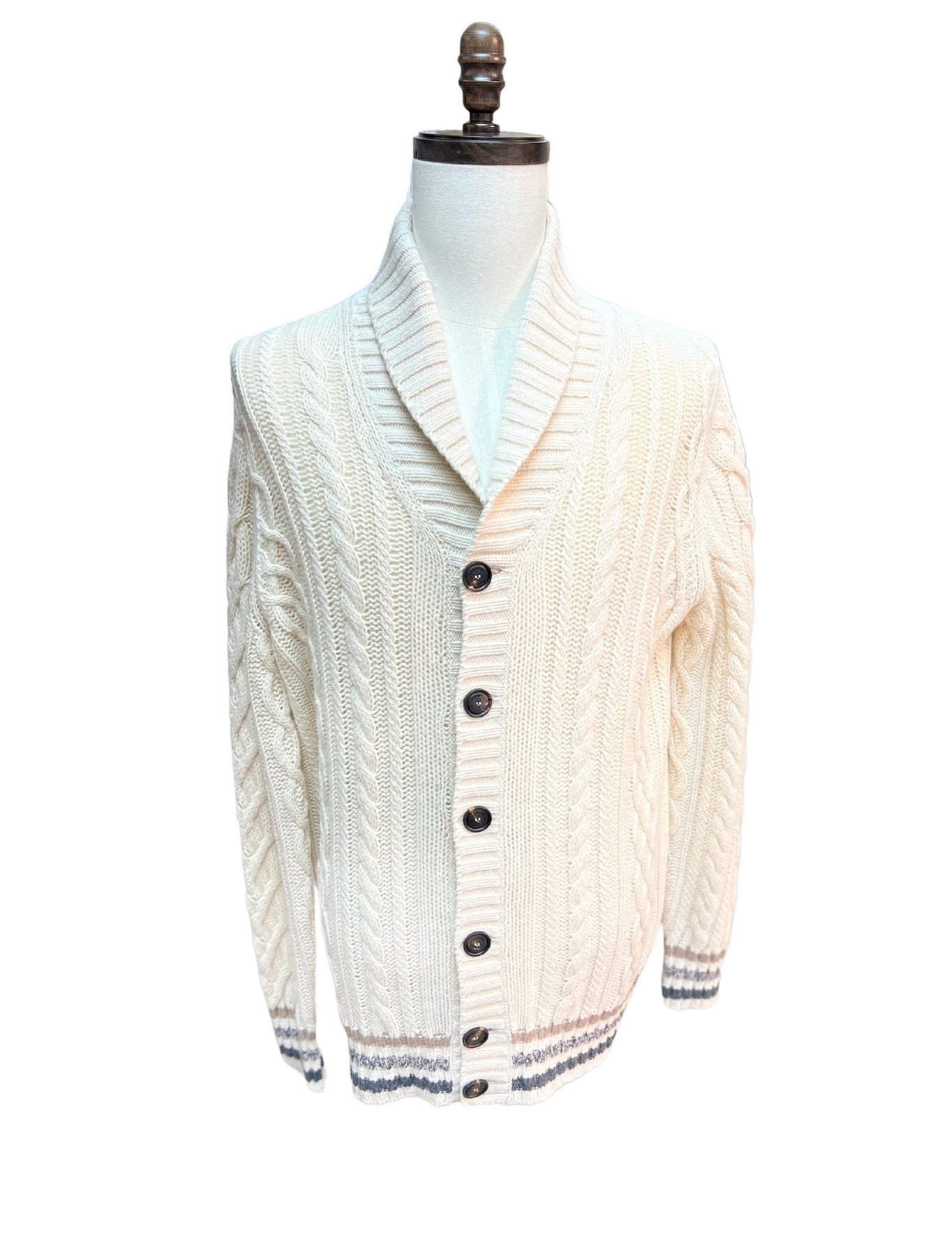 Brunello Cucinelli Herren Alpaka & Yack gestrickte grob Cable Strickjacke geknöpfte Pullover