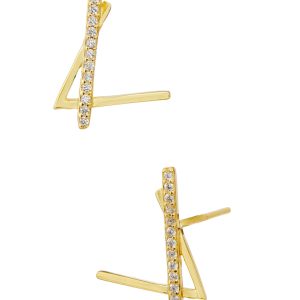 18K über Sterling lineare Ohrstecker