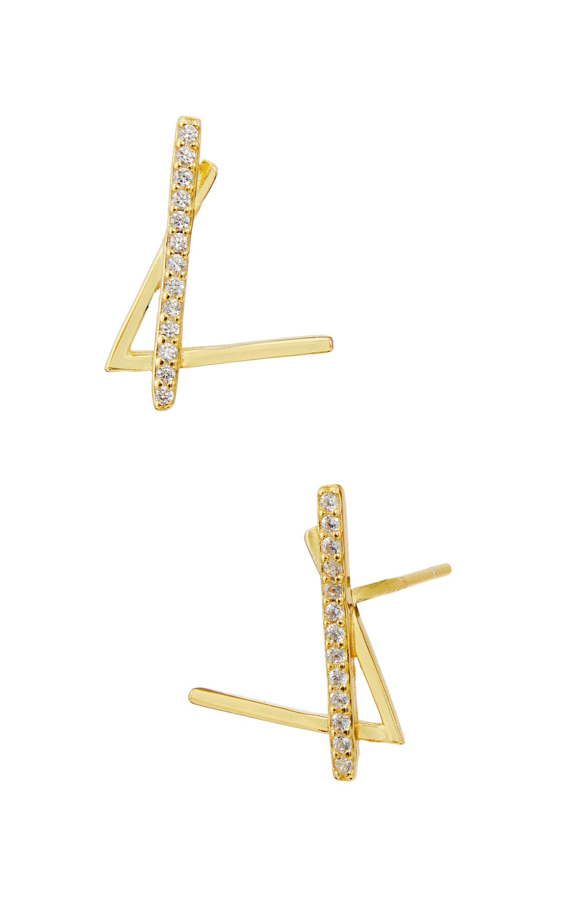 18K über Sterling lineare Ohrstecker