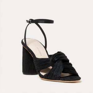 Damen Reed plissierte Twist Ferse Sandale in schwarz