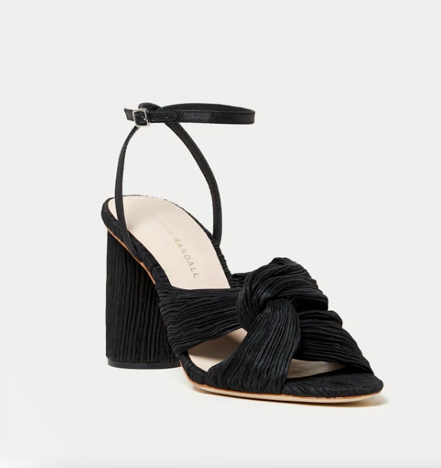 Damen Reed Plissee Twist Heeled Sandalette in schwarz