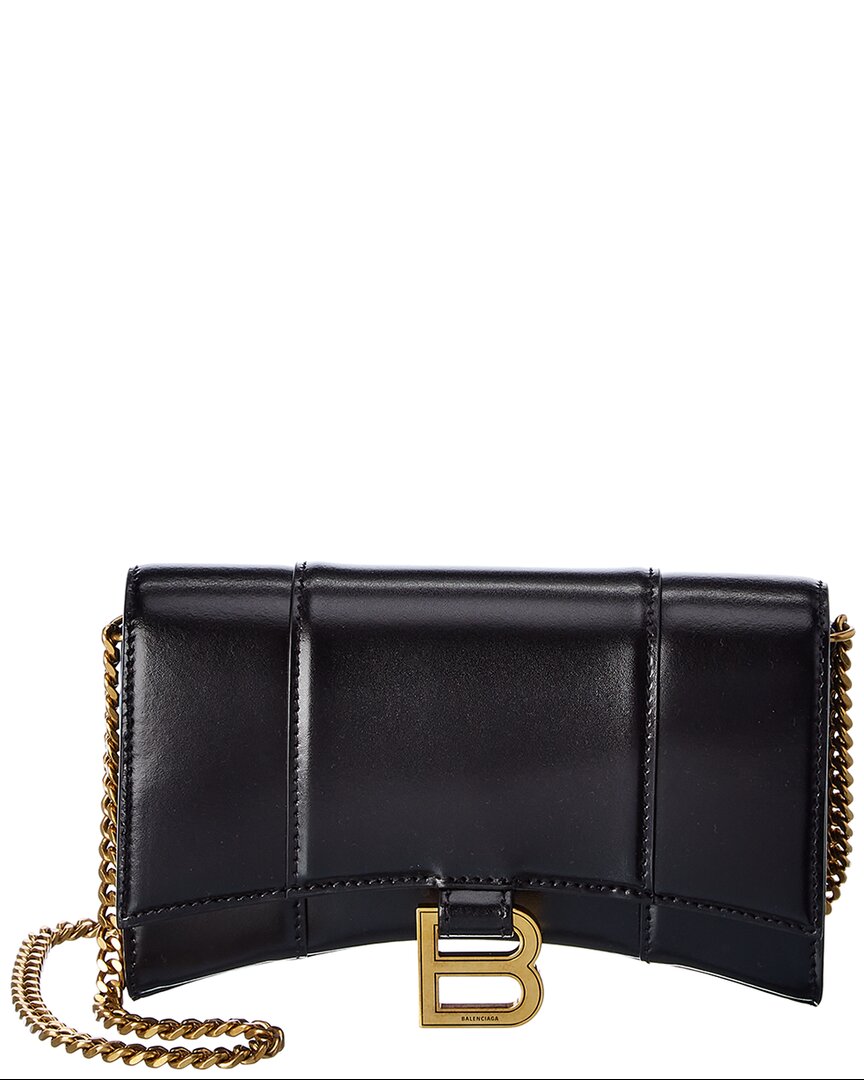 Balenciaga Sanduhr-Lederbrieftasche mit Kette