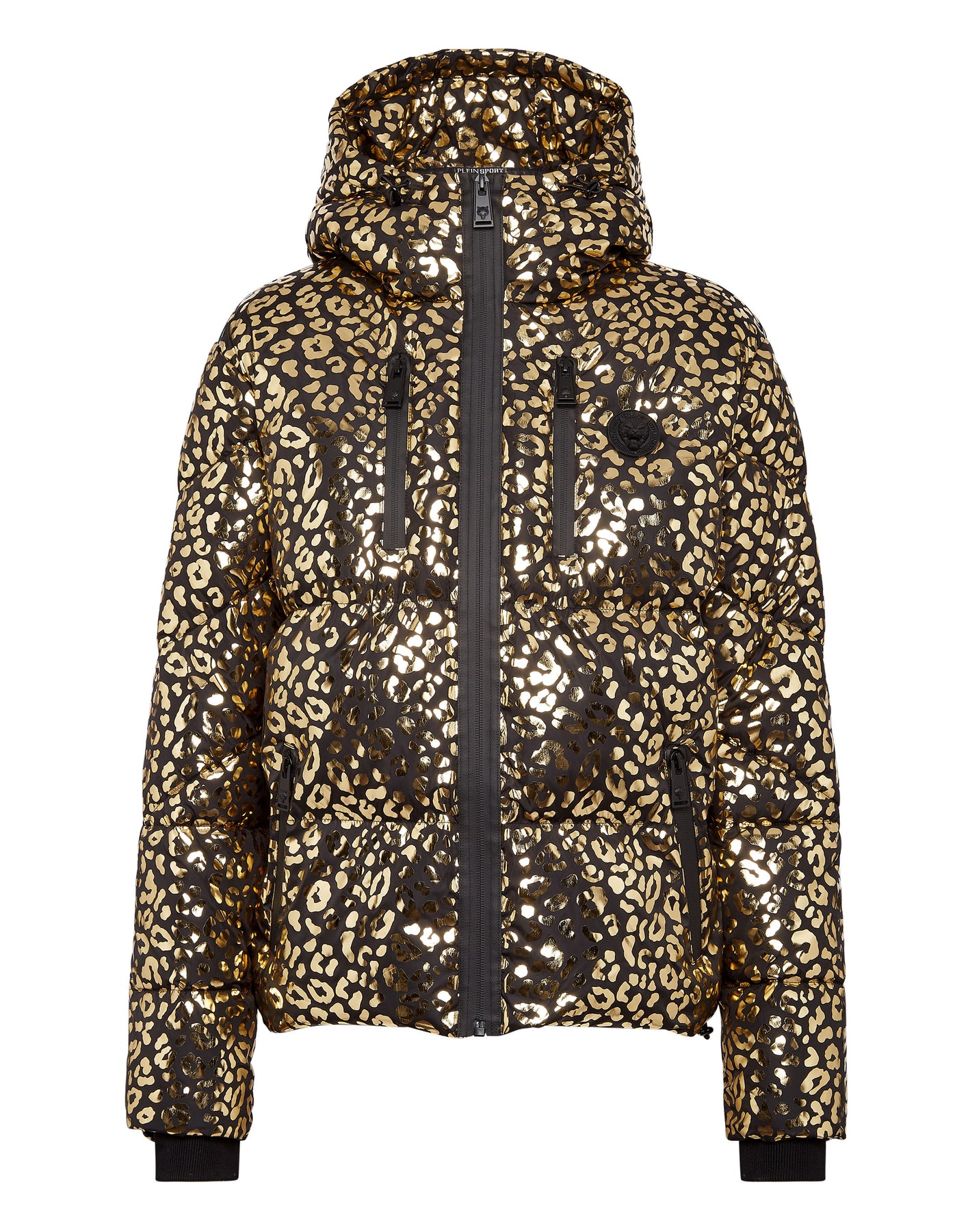Nylon Puffer Jacke Leopard